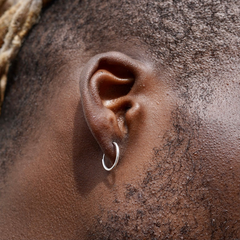 18k Gold Plated Male Earring Thin Hoop – Code Earrings For Man